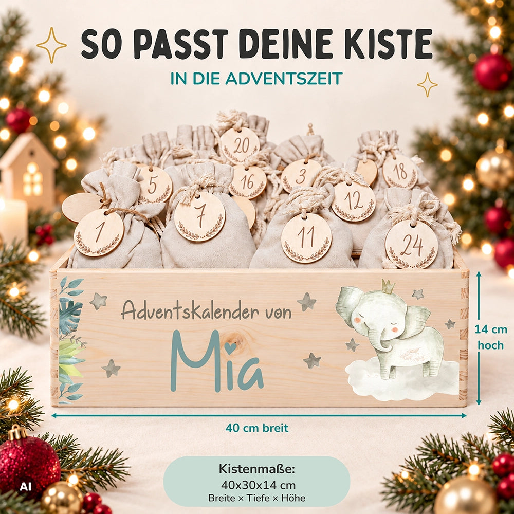 Personalisierter Adventskalender zum Befüllen - Elefant