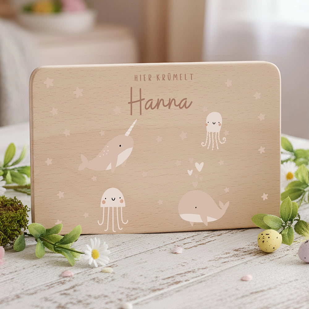 Frühstücksbrettchen Holz personalisiert - Meer