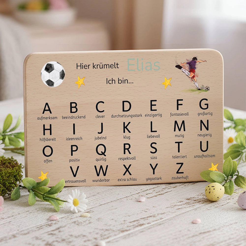 ABC Brettchen Kinder personalisiert – Fußball Adler