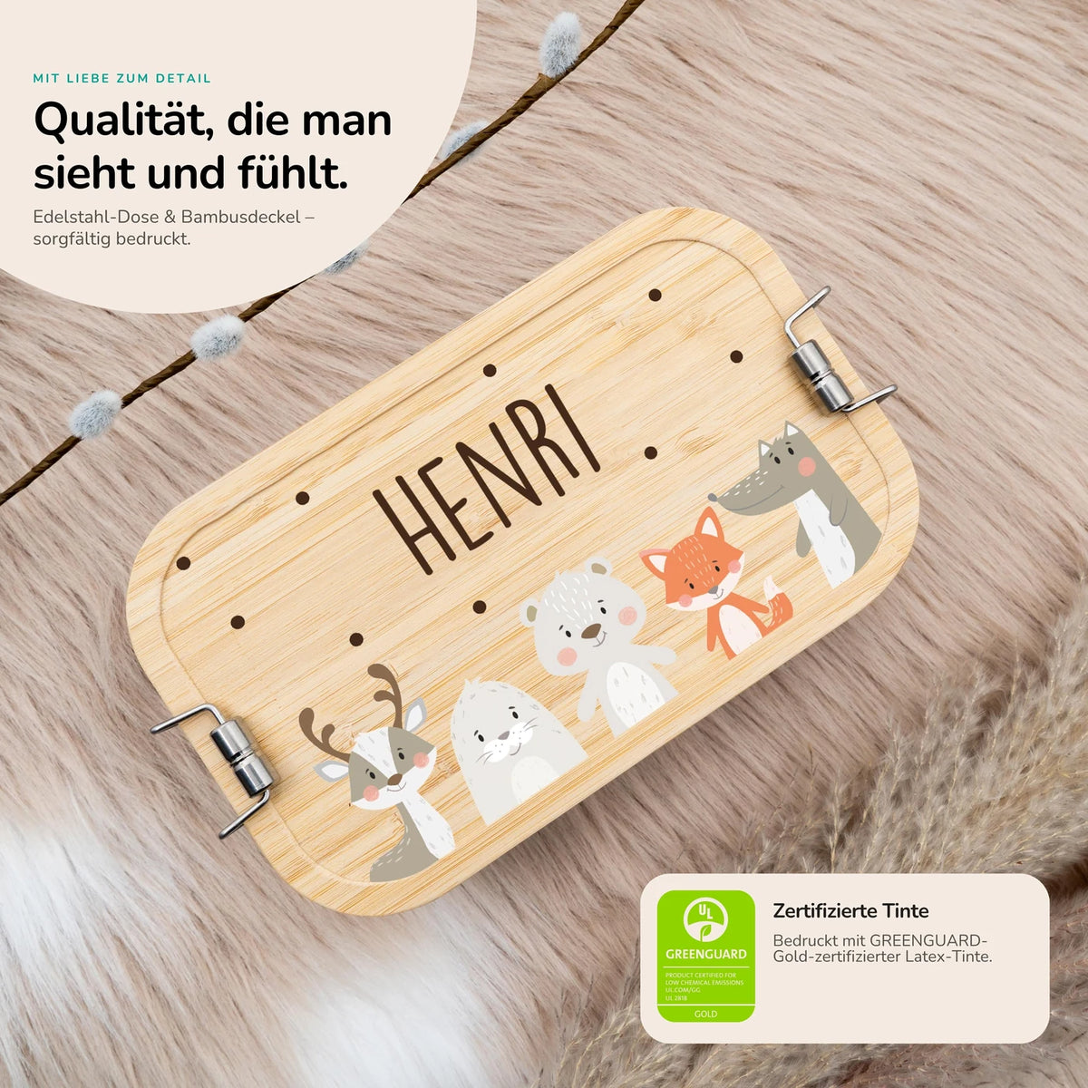 Brotdose Kinder personalisiert - Winter Animals