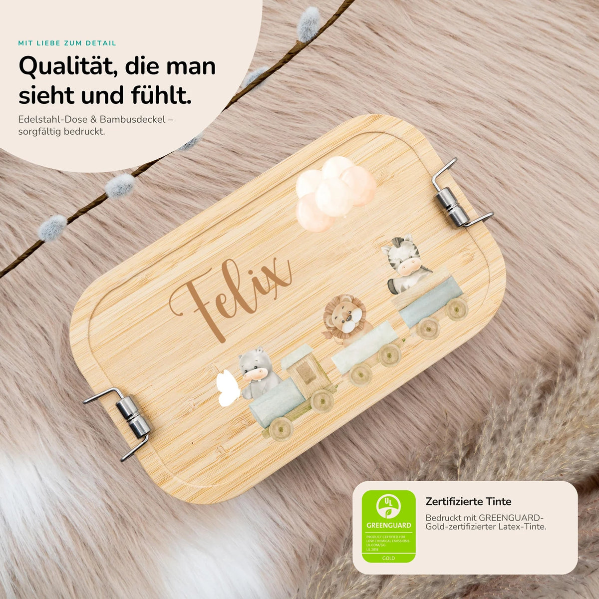Brotdose Kinder personalisiert - Tiere Eisenbahn