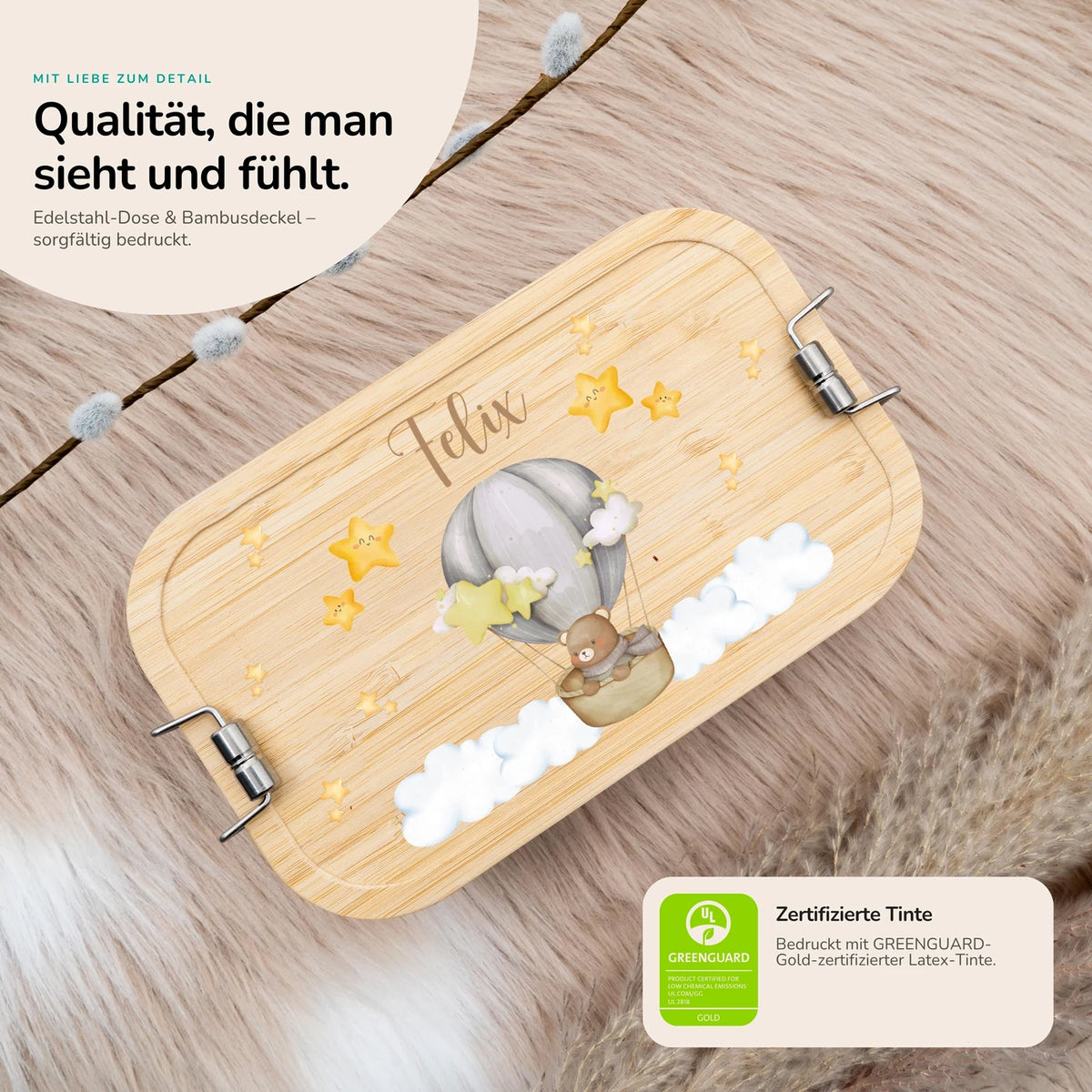 Brotdose Kinder personalisiert - Bär Ballon