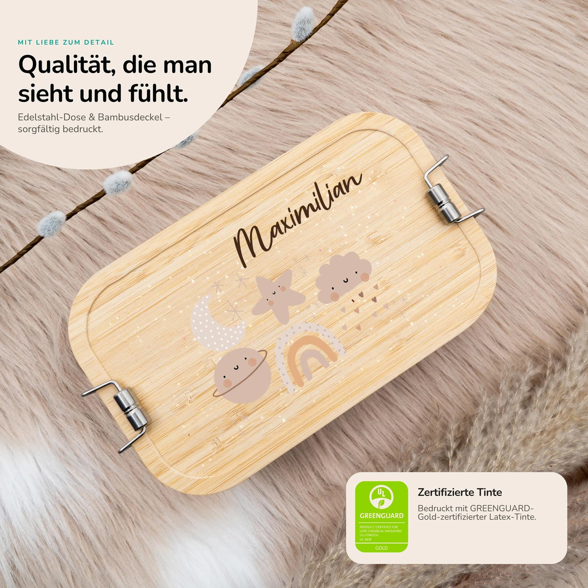 BrBrotdose Kinder personalisiert - Mond Wolke Stern Regenbogen