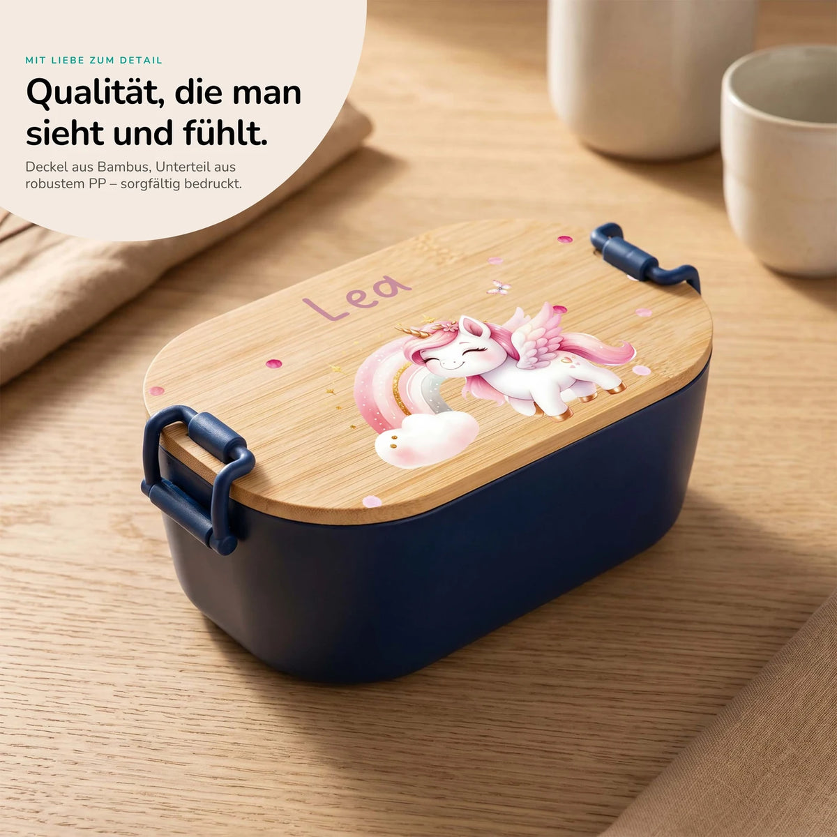 Brotdose Kinder personalisiert, Einhorn Regenbogen