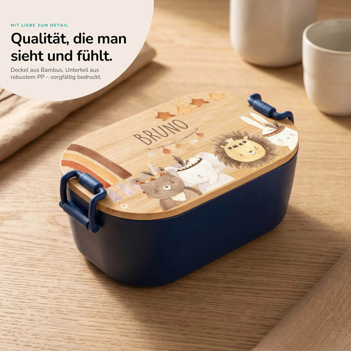 Brotdose Kinder personalisiert, Safari Boho