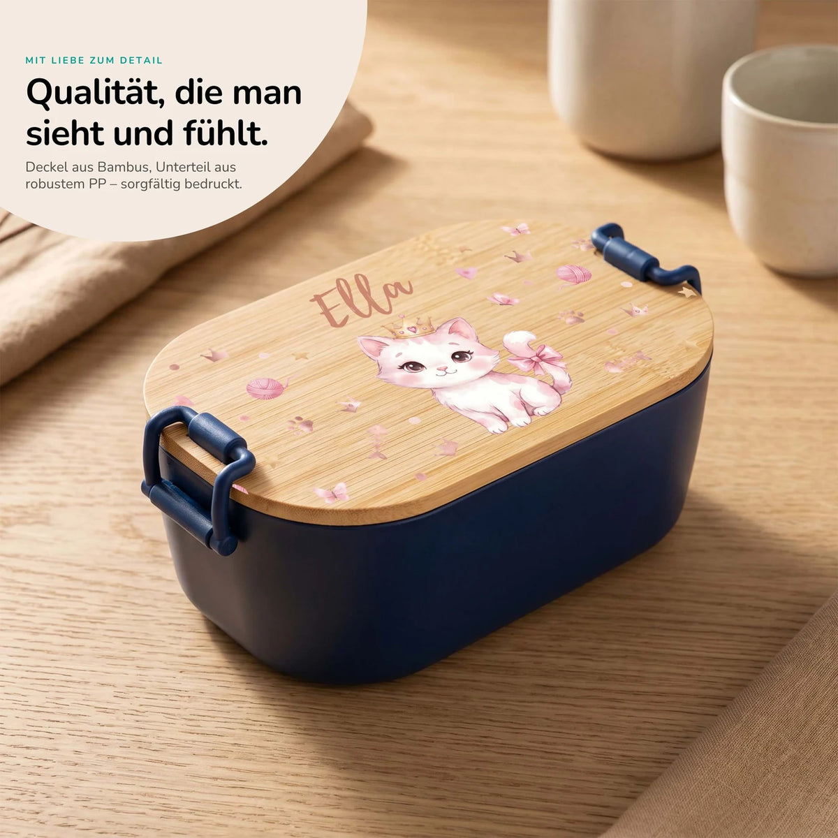 Brotdose Kinder personalisiert, Katze mit Krone