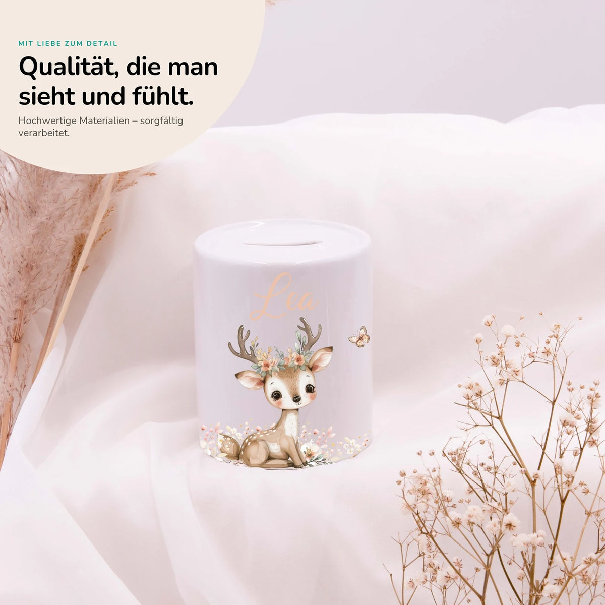 Spardose Kinder aus Keramik - Baby Reh