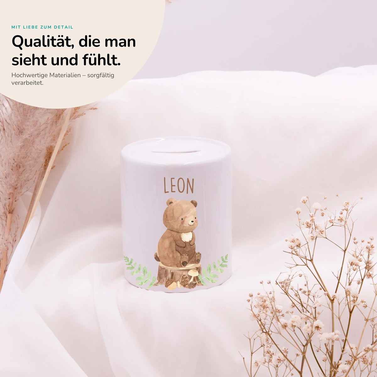 Spardose Kinder aus Keramik - Bär Waldtiere