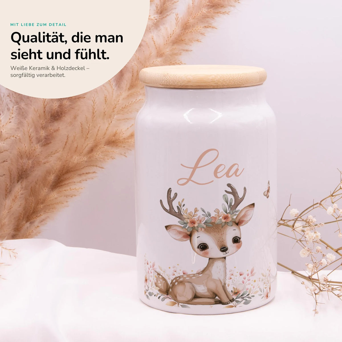 Personalisierbare Keksdose mit Name - Baby Hirsch