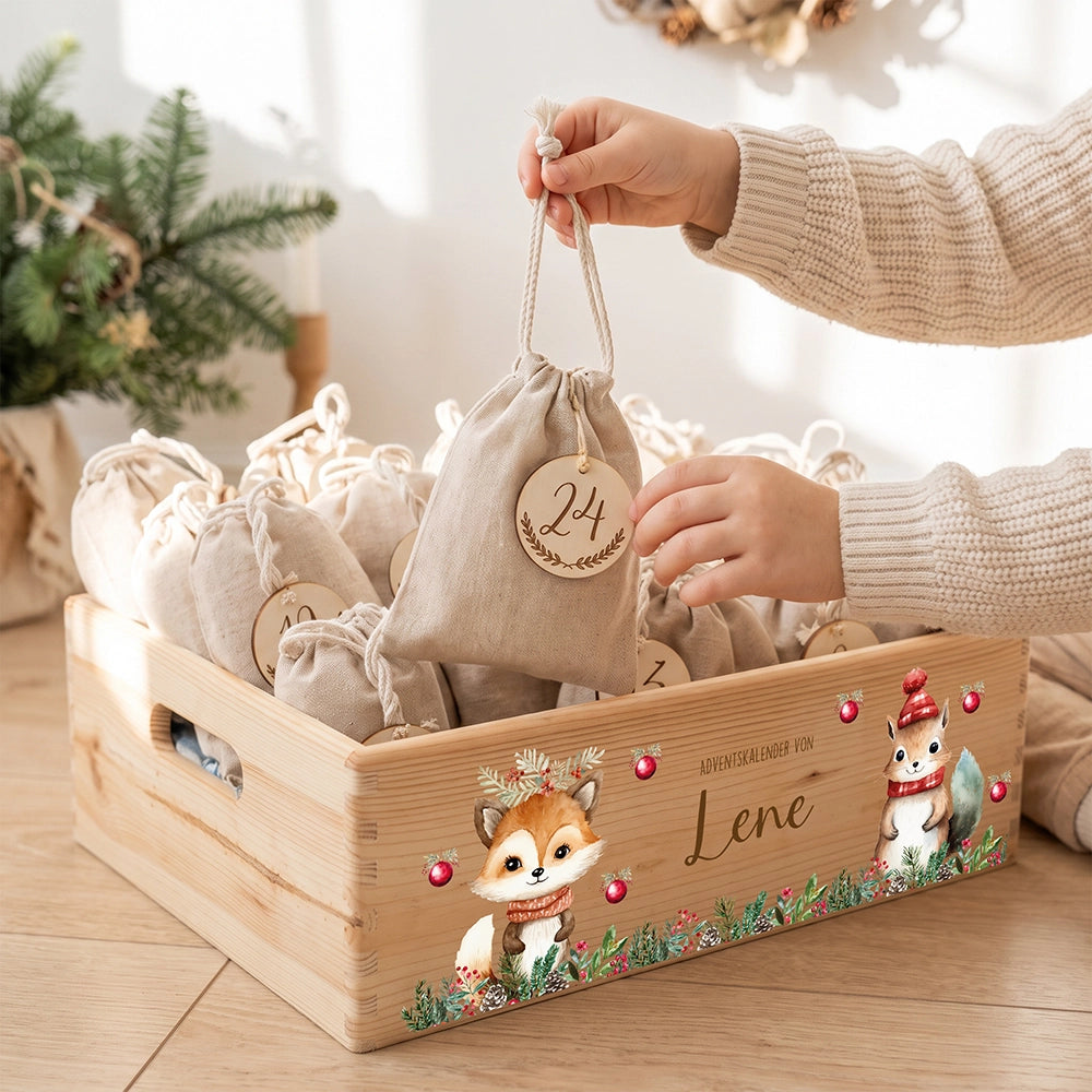 Adventskalender zum Befüllen "Weihnachten mit süßem Fuchs" personalisiert