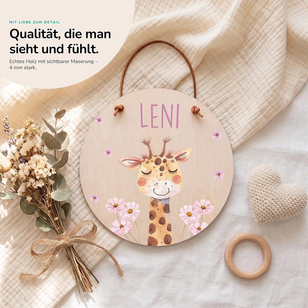 Türschild Kinderzimmer personalisiert mit Name Giraffe