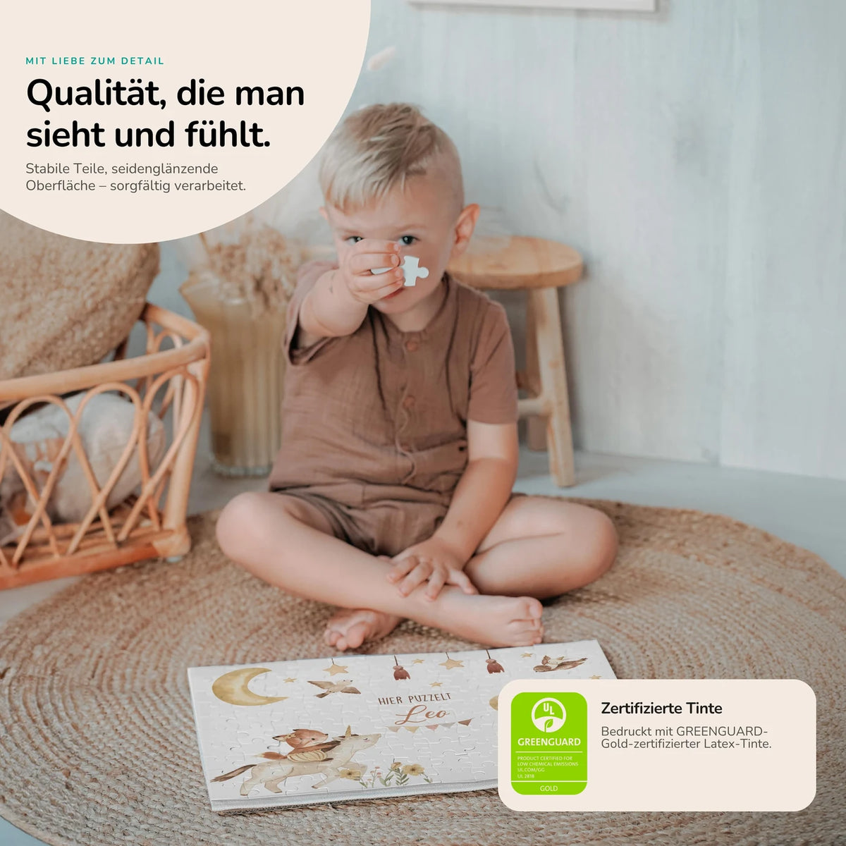 Kinderpuzzle personalisiert mit Namen - Zauberhafte Tiere