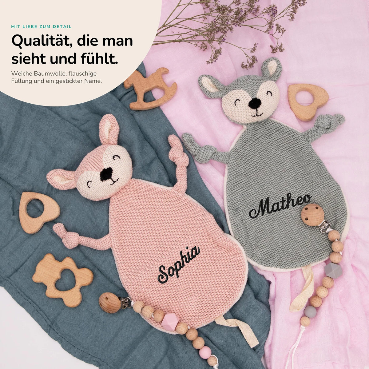 JOLLEIN Schnuffeltuch personalisiert mit Namen - Mädchen & Jungen