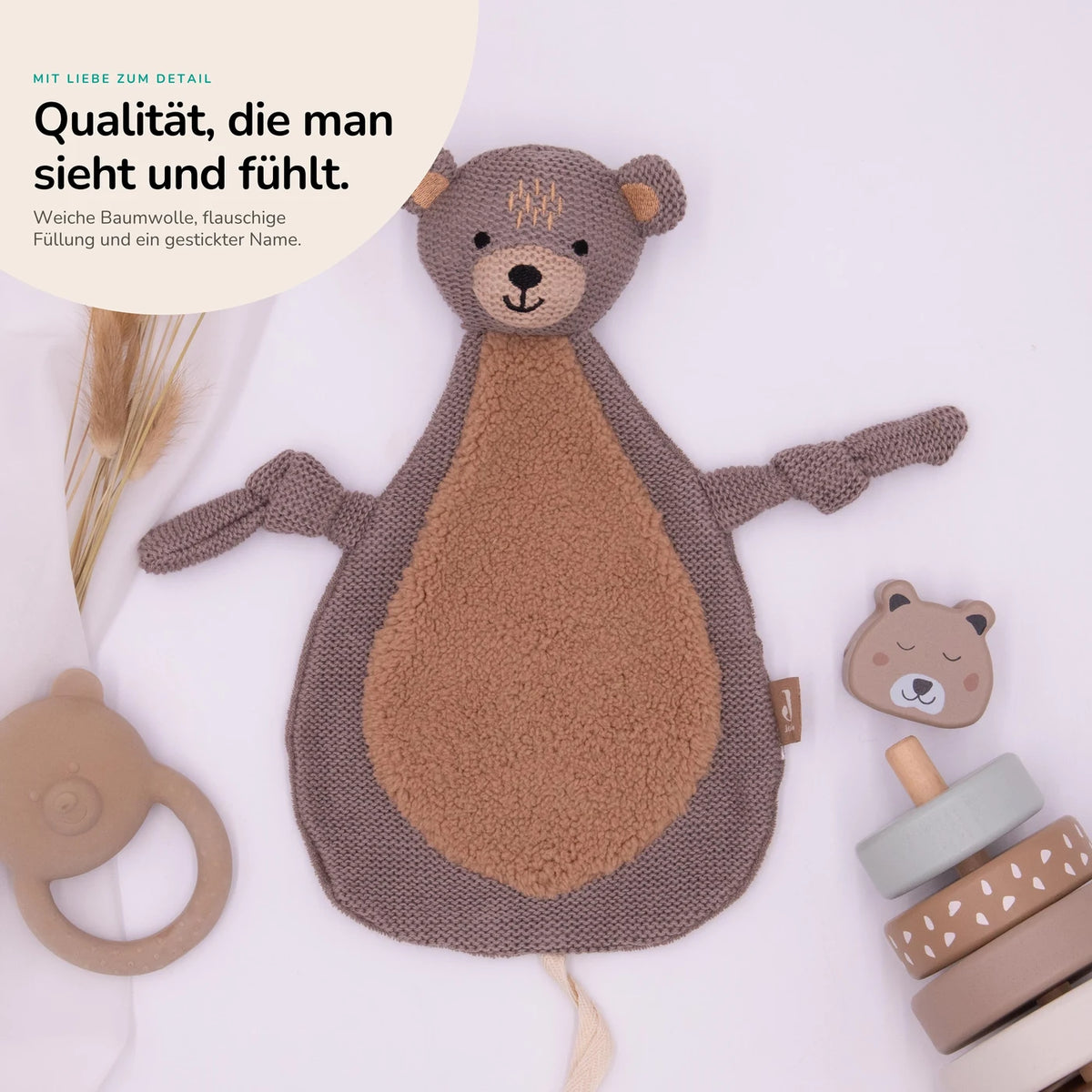 Jollein Schmusetuch Baby mit Namen - niedliche Motive