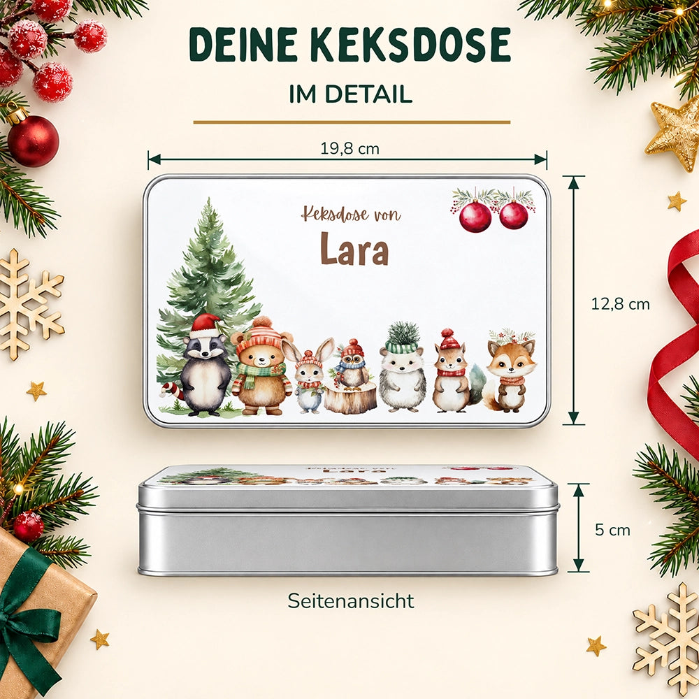 Keksdose aus Metall personalisiert - Schneeflöckchen