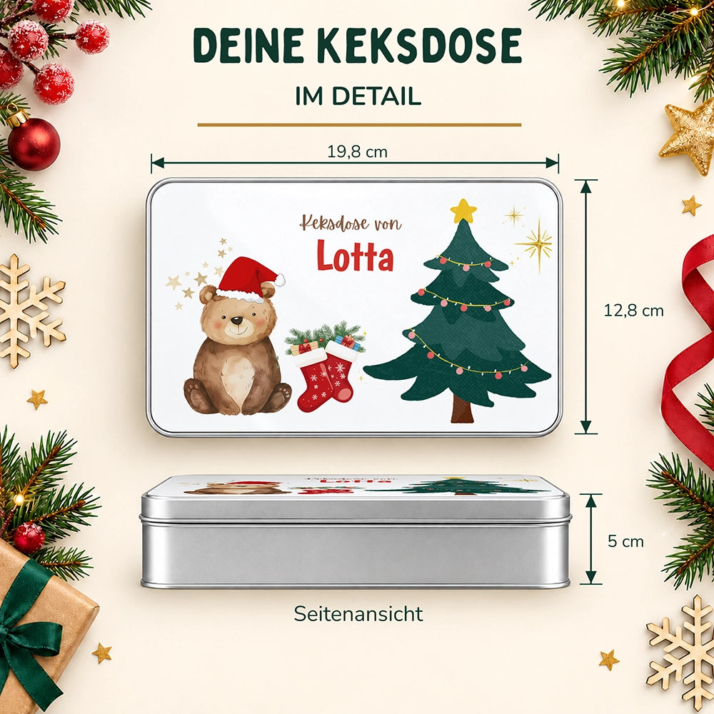 Keksdose aus Metall personalisiert - Weihnachtsbär