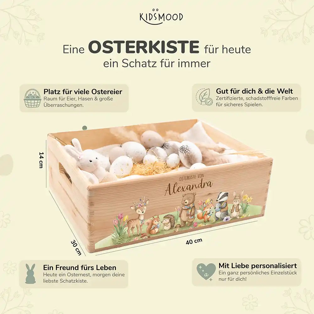 Osterkiste Holz personalisiert - Waldglück
