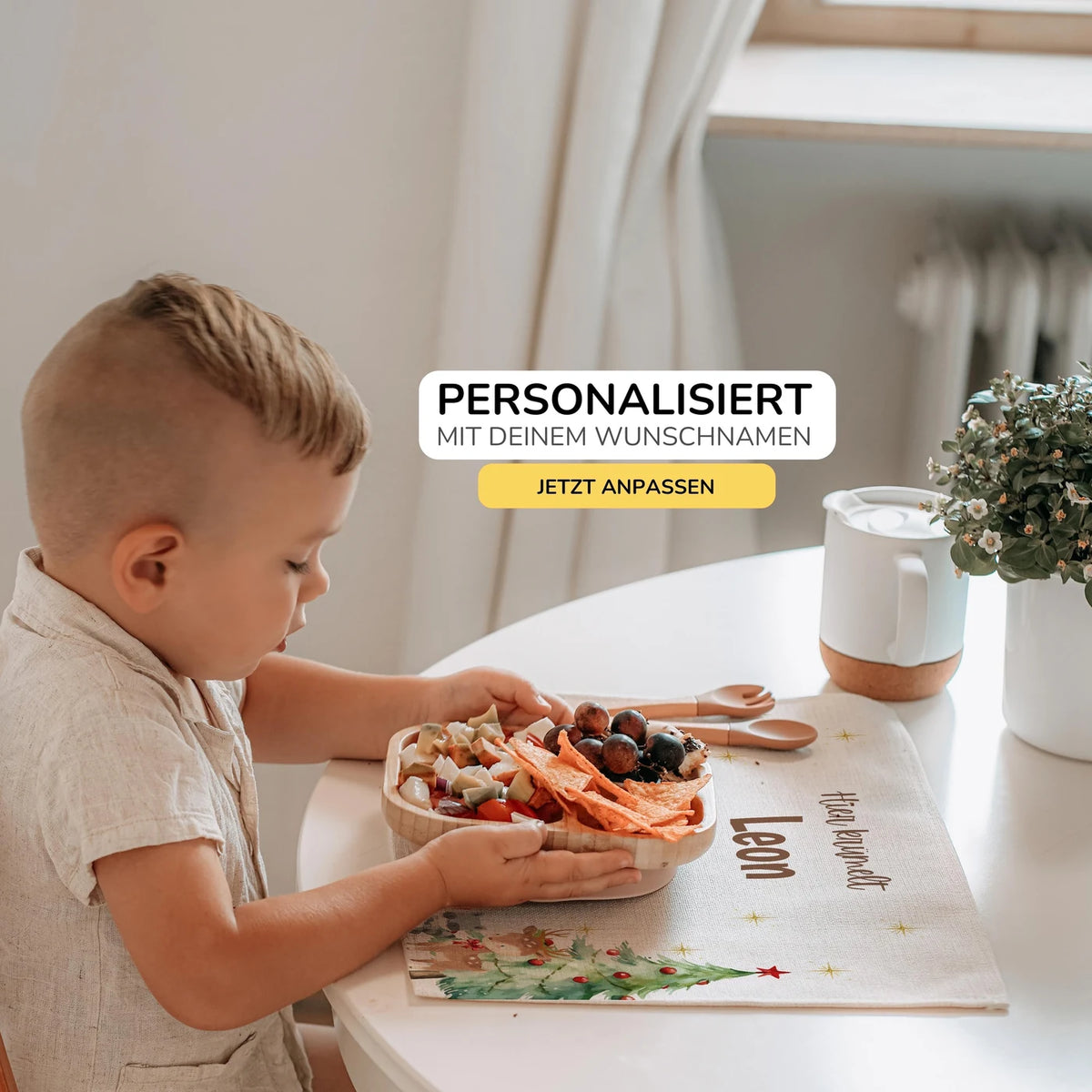 Tischset Kinder personalisiert Weihnachtsmotiv - Waldtiere