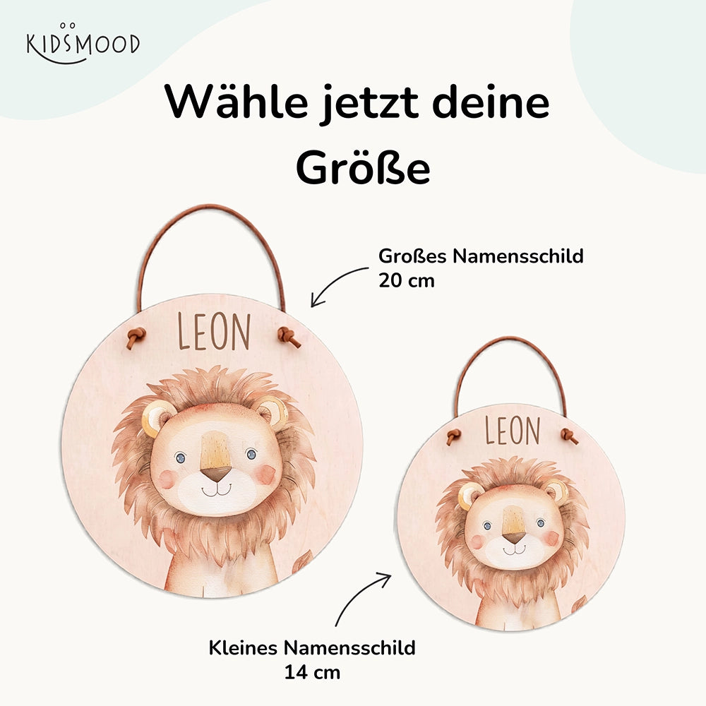 Türschild Kinderzimmer personalisiert mit Name Löwe