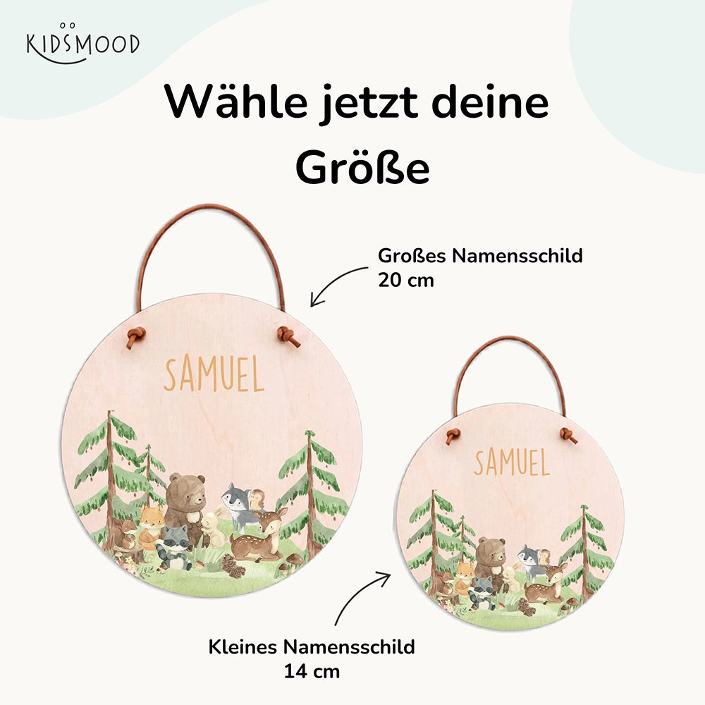 Türschild Kinderzimmer personalisiert mit Name Waldtiere