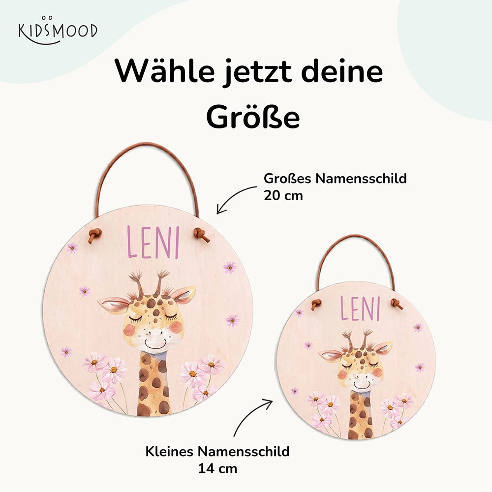 Türschild Kinderzimmer personalisiert mit Name Giraffe