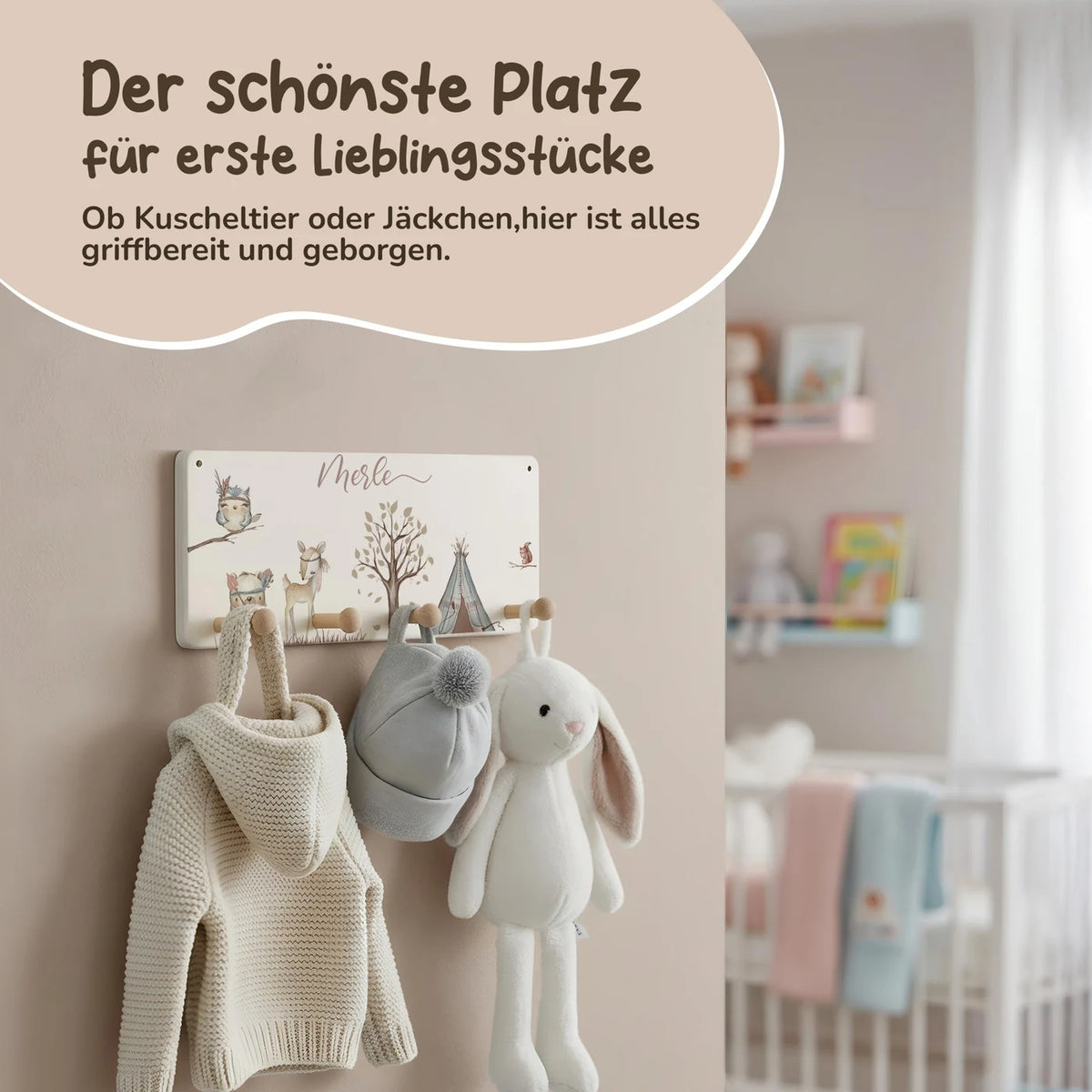 Kindergarderobe Holz personalisiert - Woodland