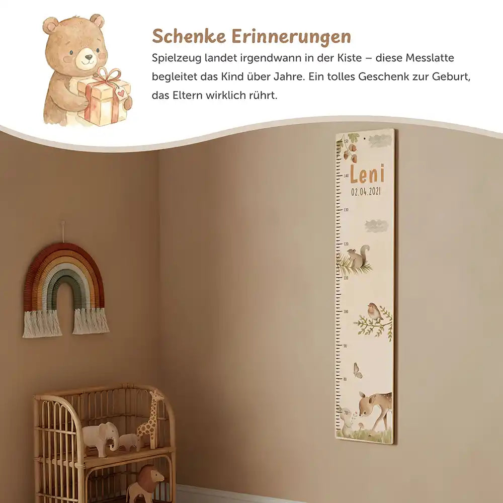 Messlatte Kinder Holz & Aluverbund - Reh im Wald