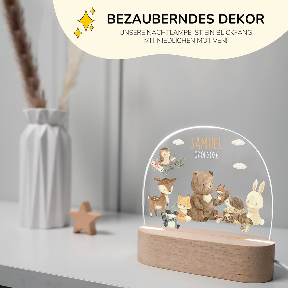 Personalisierte Nachtlampe Bär als Deko im Kinderzimmer