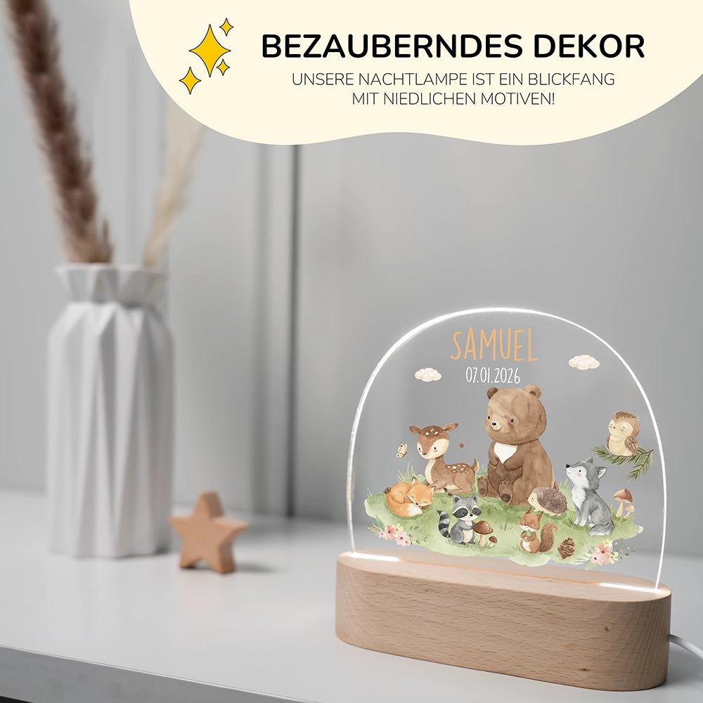 Personalisierte Nachtlampe Bär als Deko im Kinderzimmer
