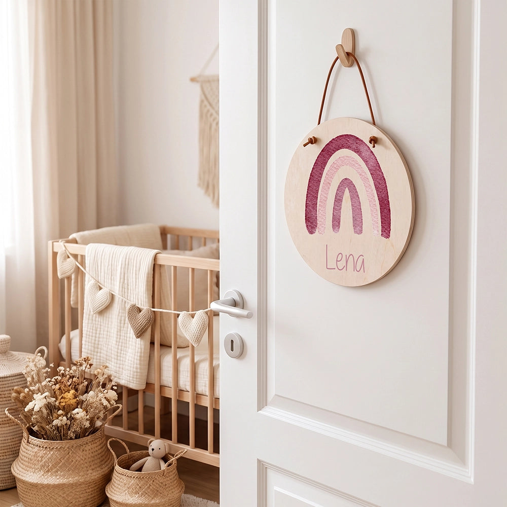 Türschild Kinderzimmer personalisiert mit Name Regenbogen