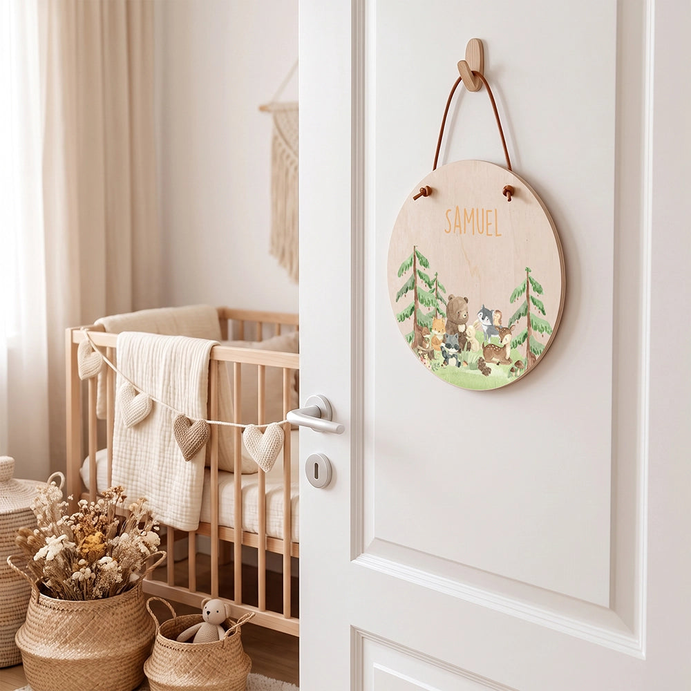 Türschild Kinderzimmer personalisiert mit Name Waldtiere