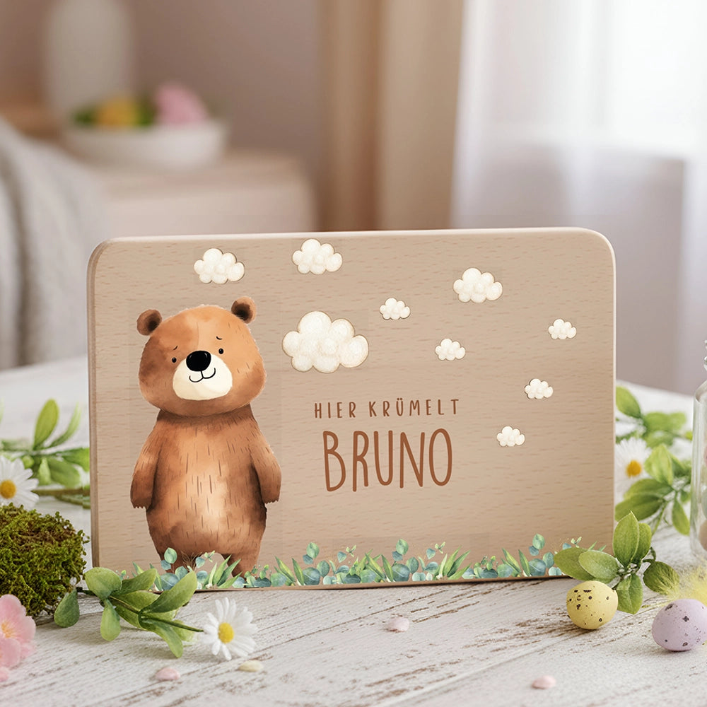 Frühstücksbrettchen Bär auf der Wiese