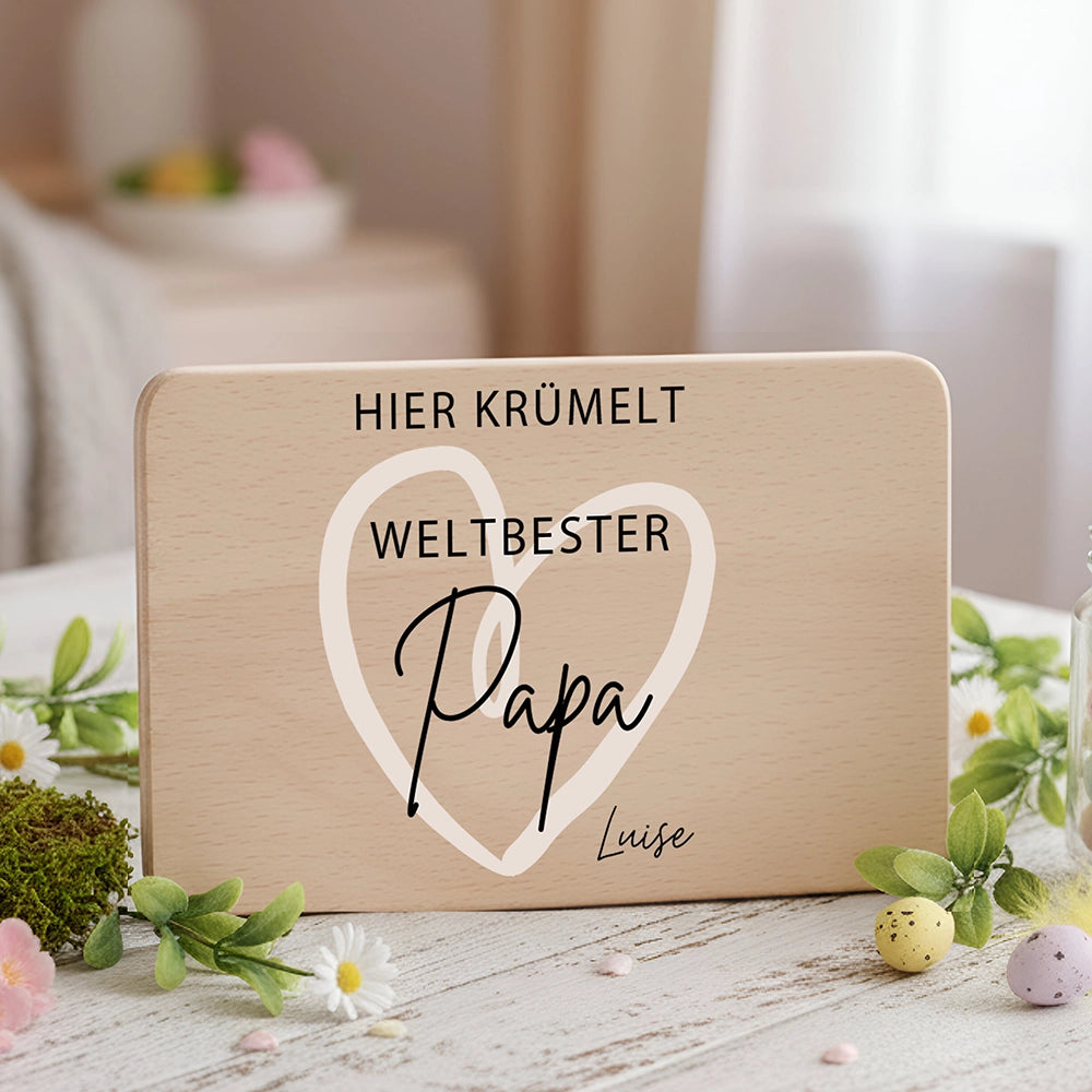 Frühstücksbrettchen Holz Weltbester Papa mit Gravur - Geschenk Vatertag