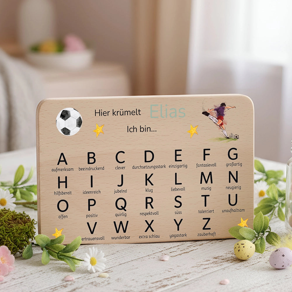 ABC Brettchen Kinder personalisiert – Fußball Adler