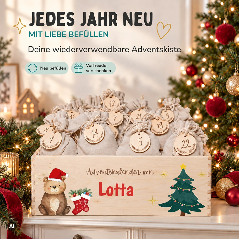 Personalisierter Adventskalender zum Befüllen - Weihnachtsbär