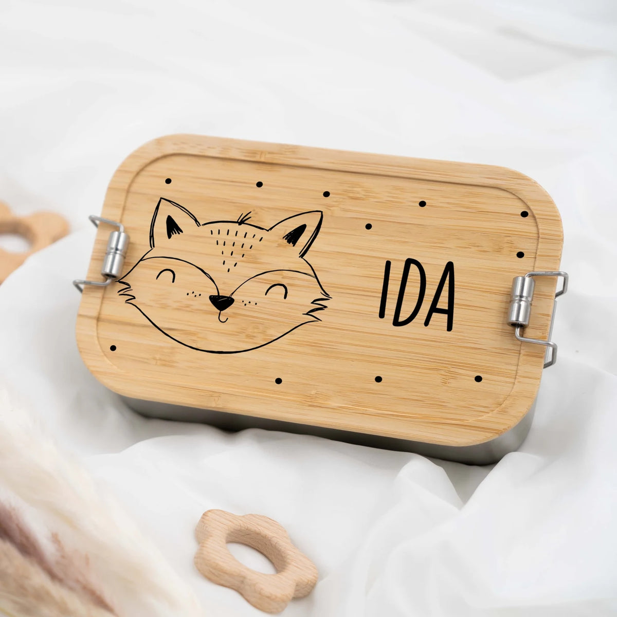 Brotdose personalisiert Fuchsgesicht graviert