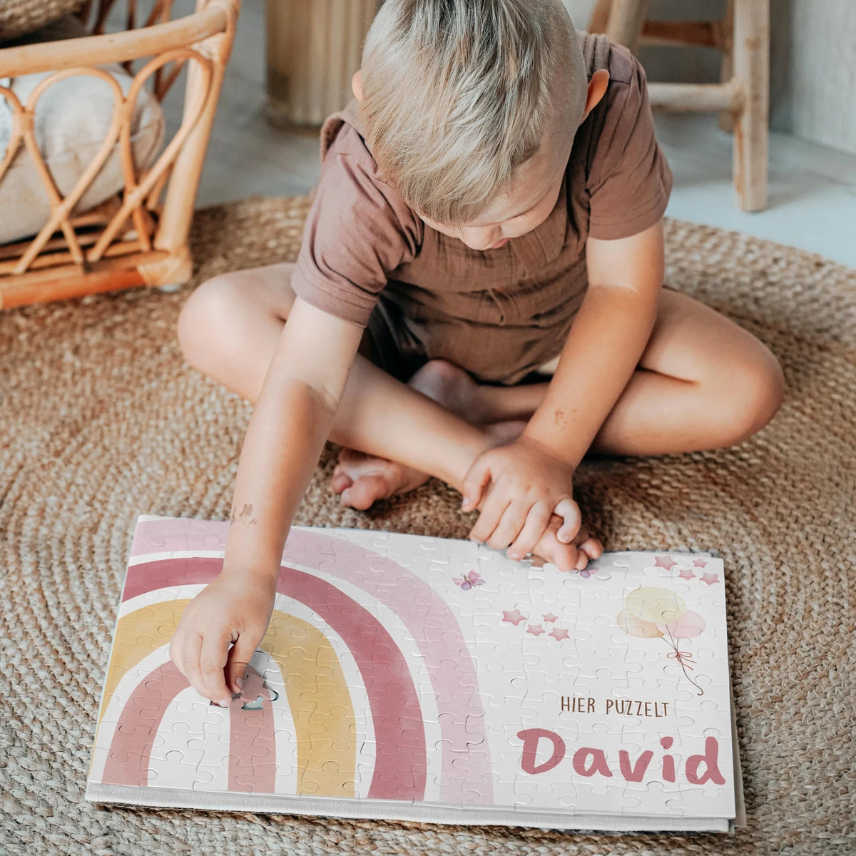 Kinderpuzzle personalisiert mit Namen - Regenbogen