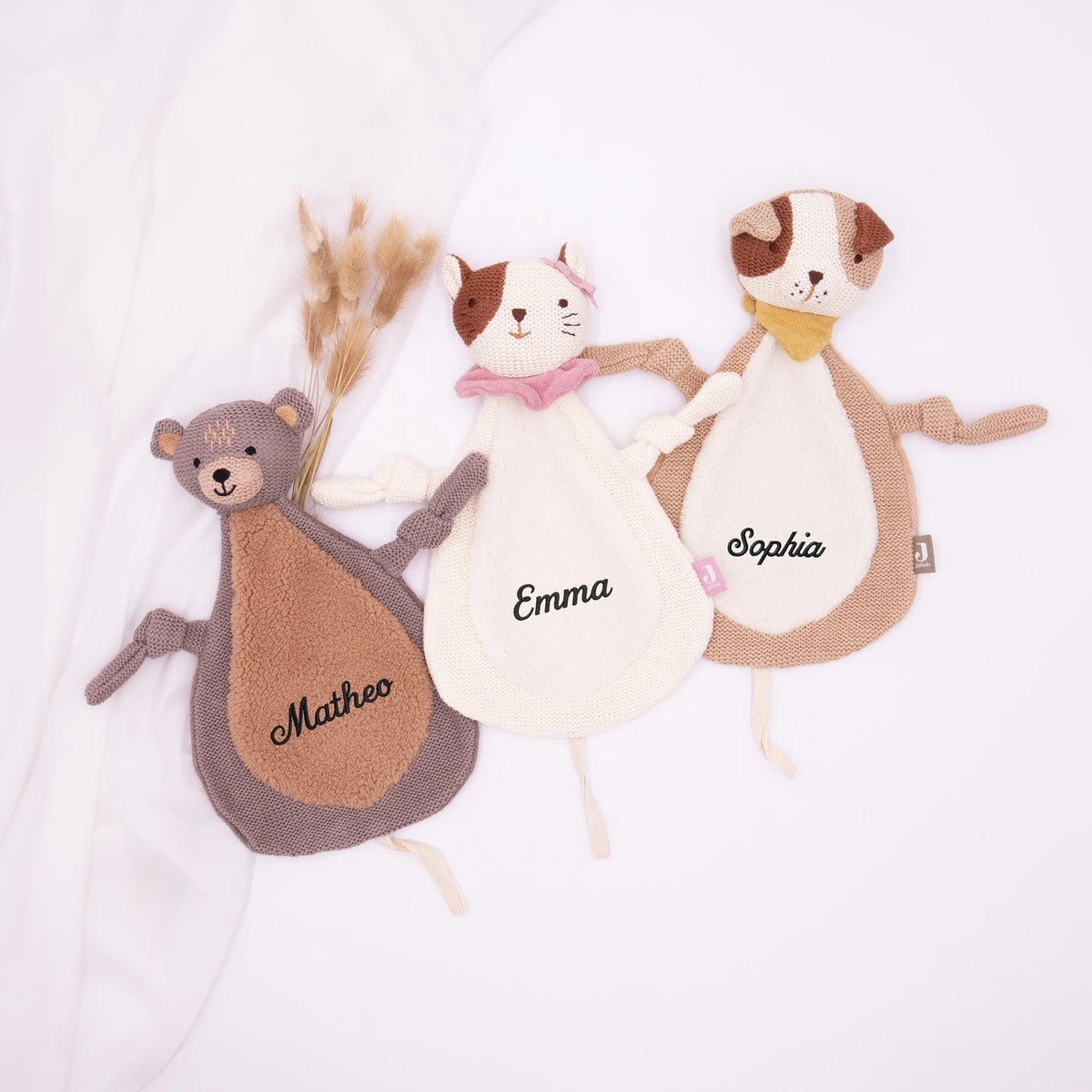 Jollein Schmusetuch Baby mit Namen - niedliche Motive