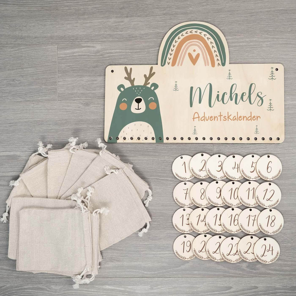 engraved rainbow advent calendar with custom name