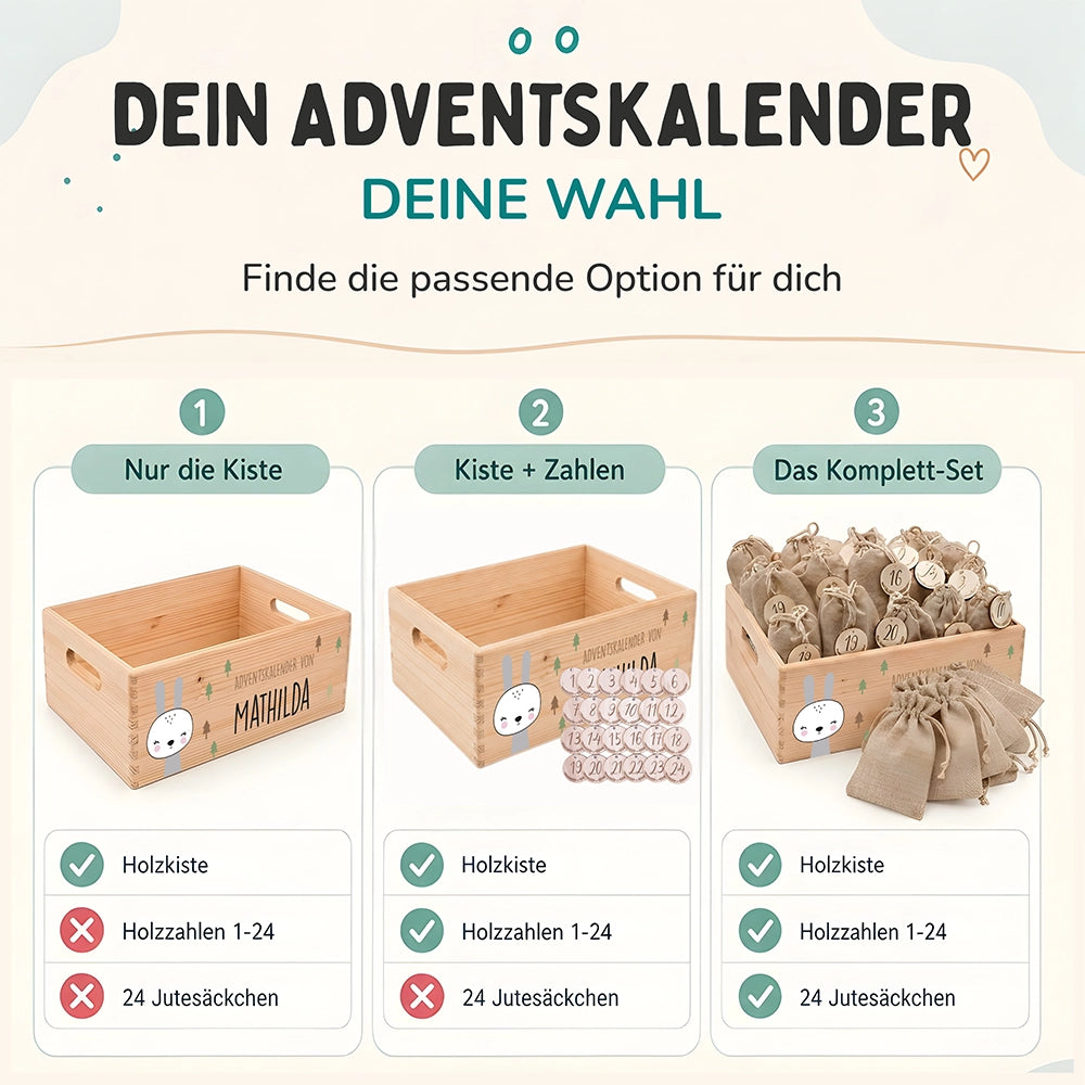 Personalisierter Adventskalender zum Befüllen - Winterhase