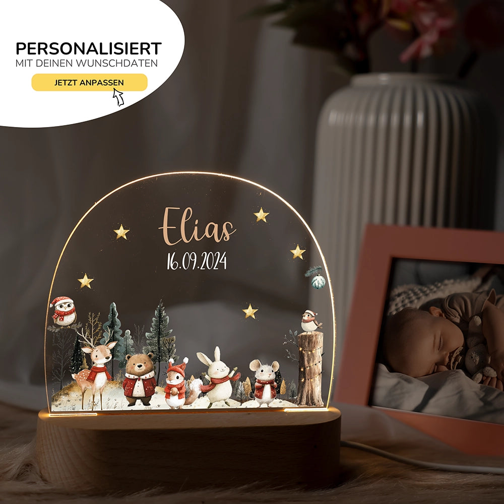 Nachtlicht Weihnachten mit Namen im Kinderzimmer – personalisiertes Geschenk zur Geburt