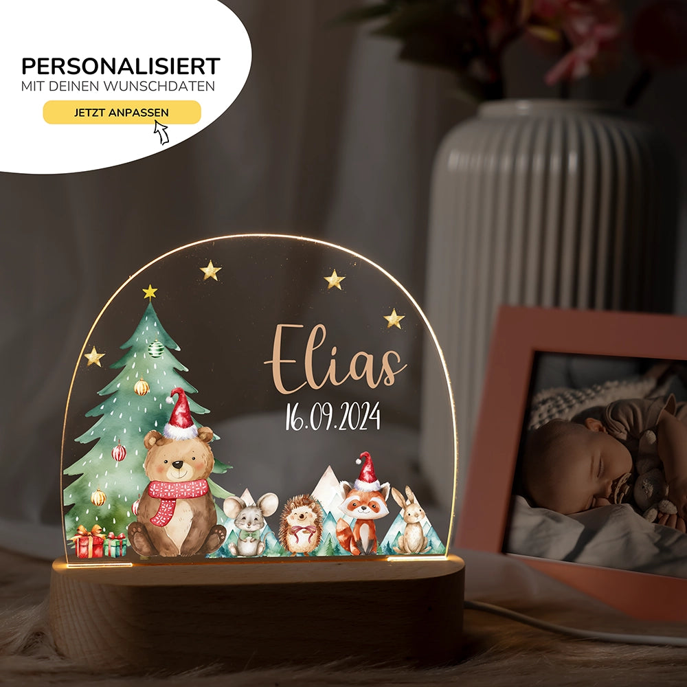 Nachtlicht Bär mit Namen im Kinderzimmer – personalisiertes Geschenk zur Geburt