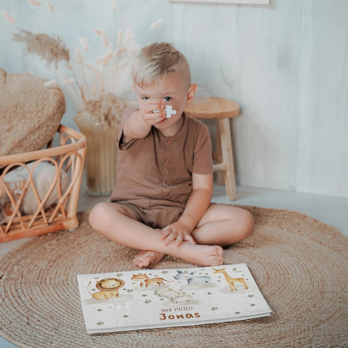 Kinderpuzzle personalisiert mit Namen - Wilde Safari