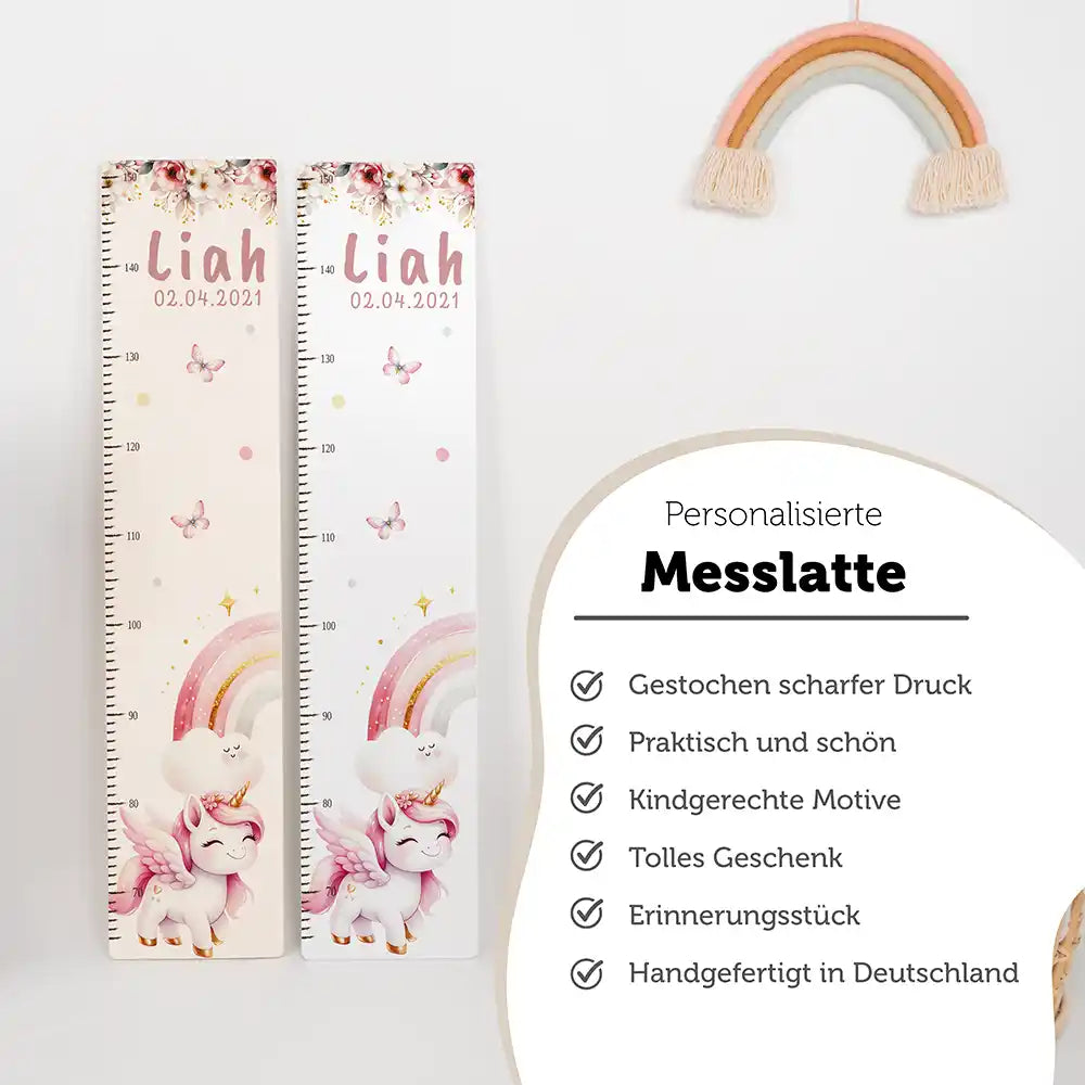 Messlatte Kinder Holz & Aluverbund - Einhorn