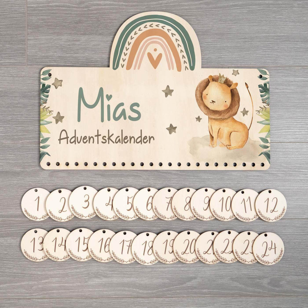 personalized wooden lion advent calendar