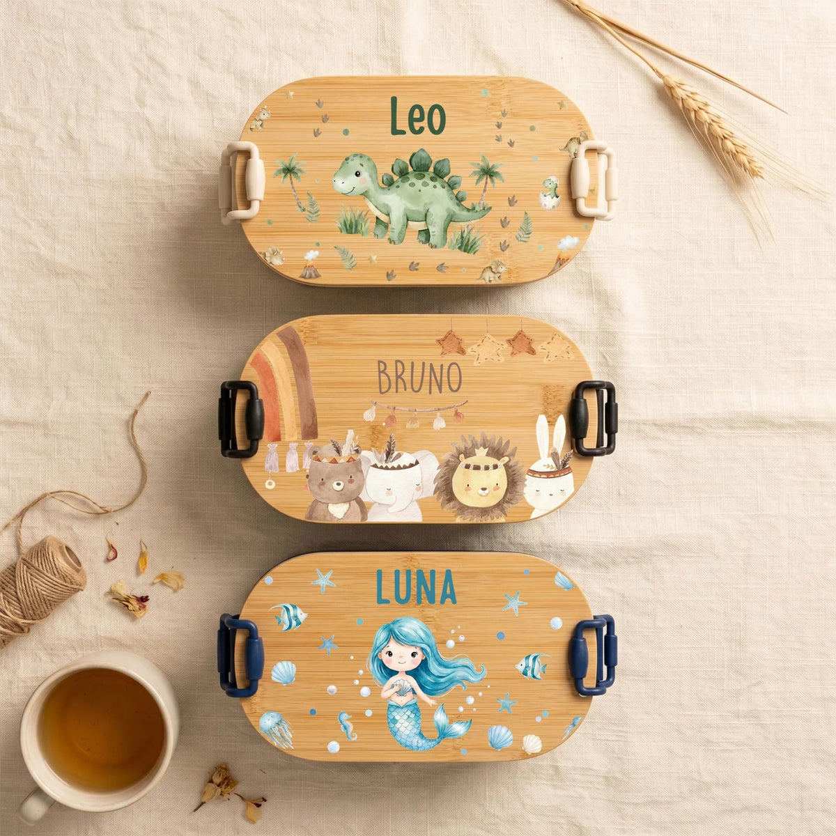 Brotdose Kinder personalisiert, Safari Boho