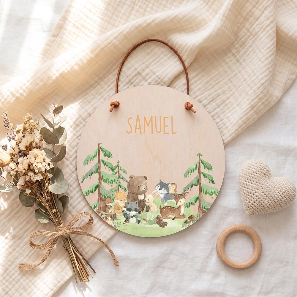 Türschild Kinderzimmer personalisiert mit Name Waldtiere