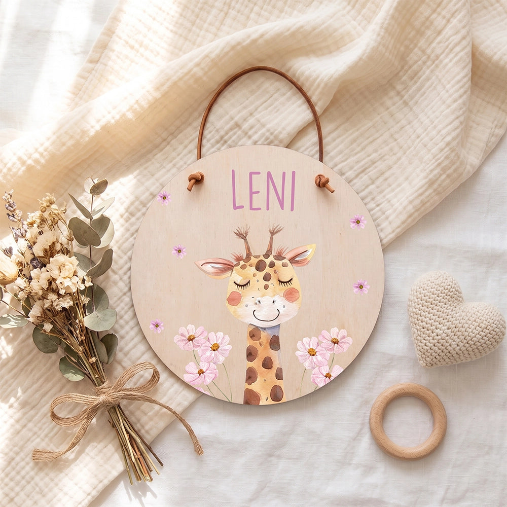 Türschild Kinderzimmer personalisiert mit Name Giraffe