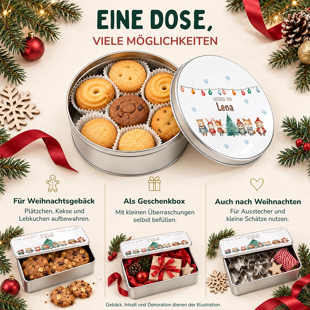 Keksdose aus Metall personalisiert - Winterwald-Freunde