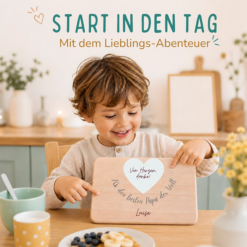 Frühstücksbrettchen Holz Für den besten Papa der Welt mit Gravur - Geschenk Vatertag